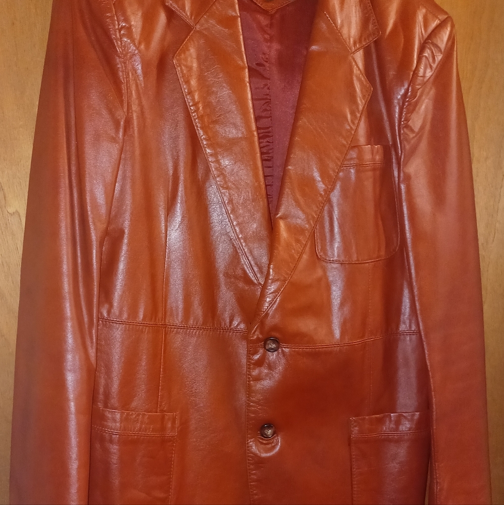 Vintage Red Leather Sportcoat jacket  Andhurst 1970s